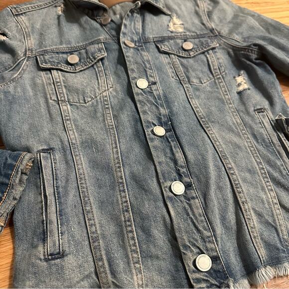 Blank NYC Heavily Distressed Denim Jean Jacket, Medium Wash, Small - Picture 3 of 16
